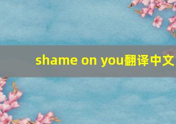 shame on you翻译中文